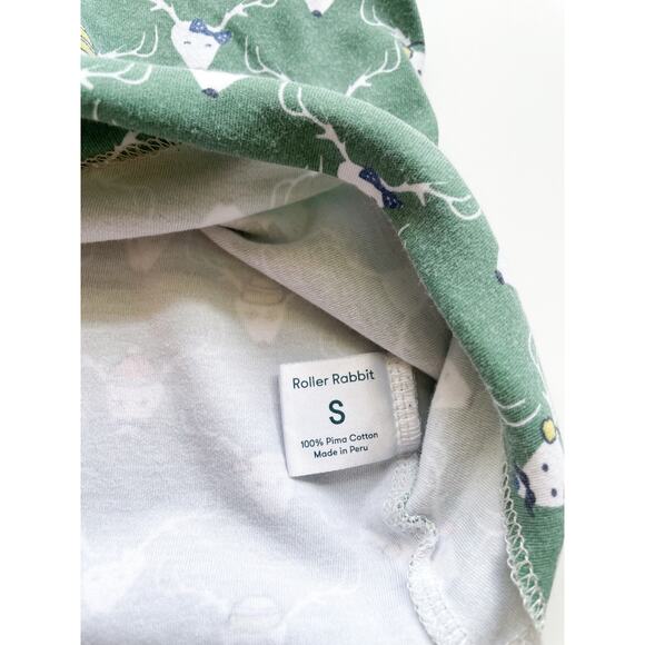 Women's Roller Rabbit Green Holiday Reindeer Pajama Top Size Small - Picture 3 of 7